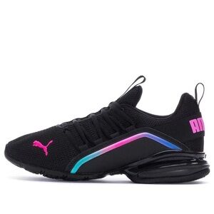 Puma Women's Black and Neon Pink Athletic Shoes